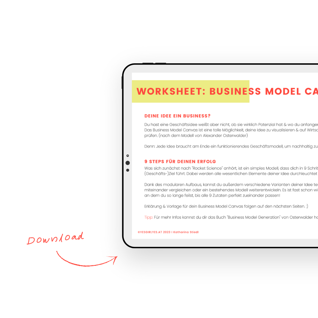 Worksheet, Download, Business Model Canvas, Ziele, Yesgirlyes